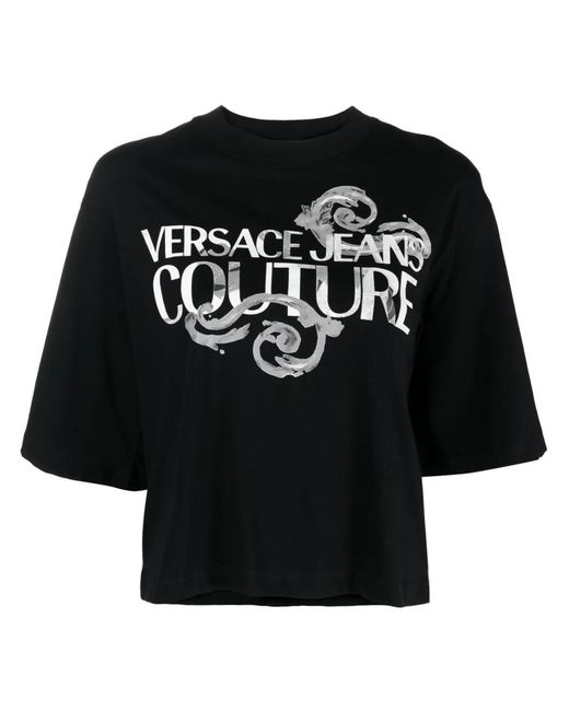 Versace Jeans Couture Black Logo-Print Cotton T-Shirt