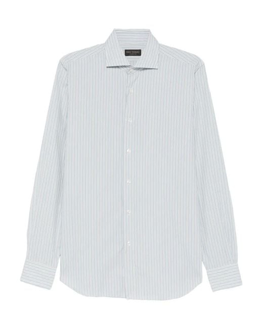 Dell'Oglio White Striped Buttoned Shirt for men