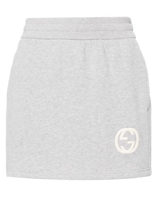 Gucci White Interlocking G-logo Cotton Miniskirt