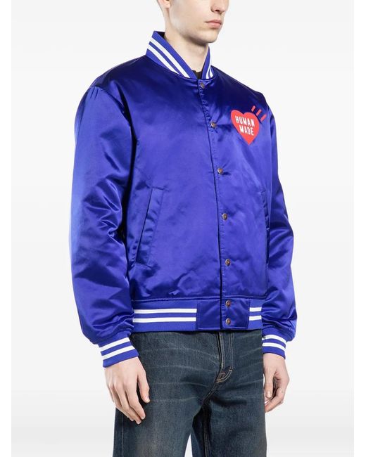 Human Made Blue Stadium Heart-Patch Bomber Jacket for men