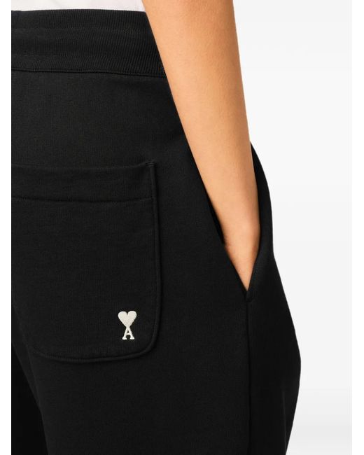 AMI Black Cotton Track Pants With Ami De Coeur