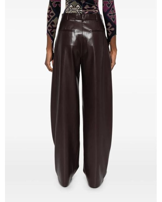 ANDAMANE Purple Pleated Leather Trousers