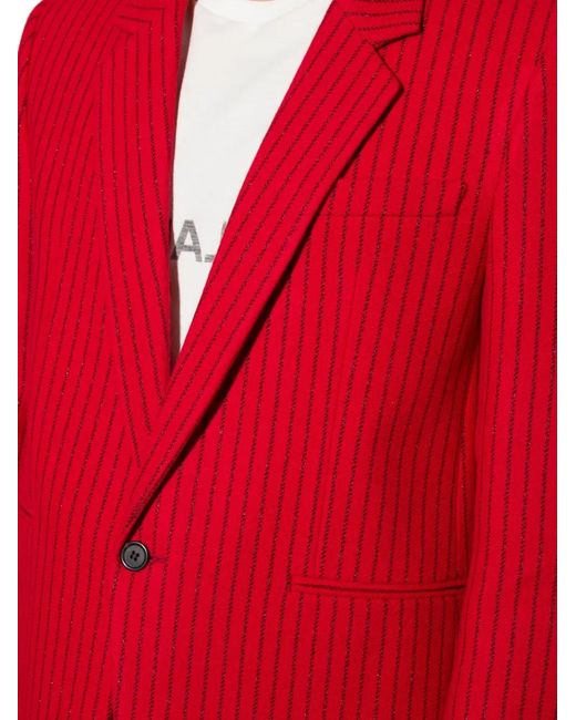 Saint Laurent Red Pinstripe-Pattern Single-Breasted Blazer for men
