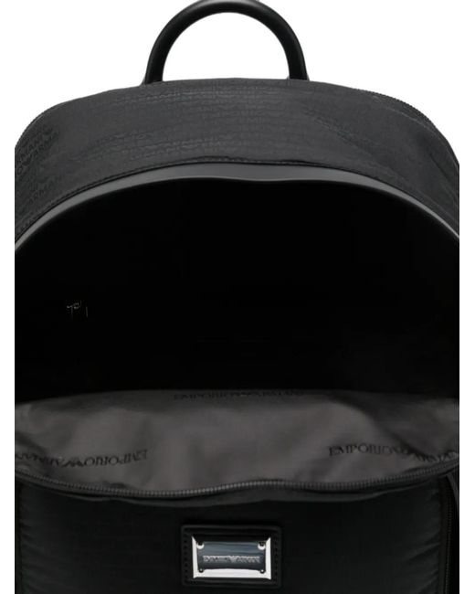 Emporio Armani Black Sac À Dos Zippé À Plaque Logo for men