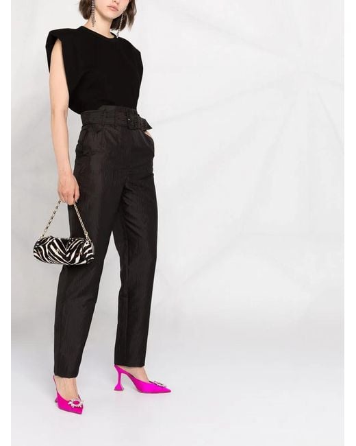 ROTATE BIRGER CHRISTENSEN Black High-Waist Belted Trousers