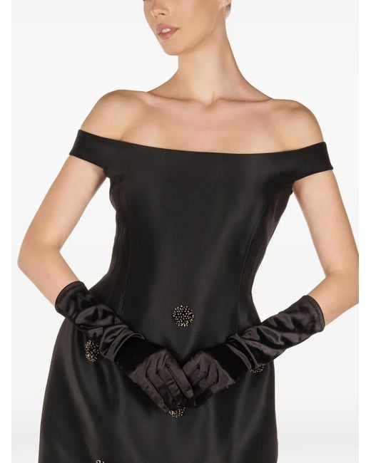ARAFTU Black Off-Shoulder Embellished-Detail Mini Dress