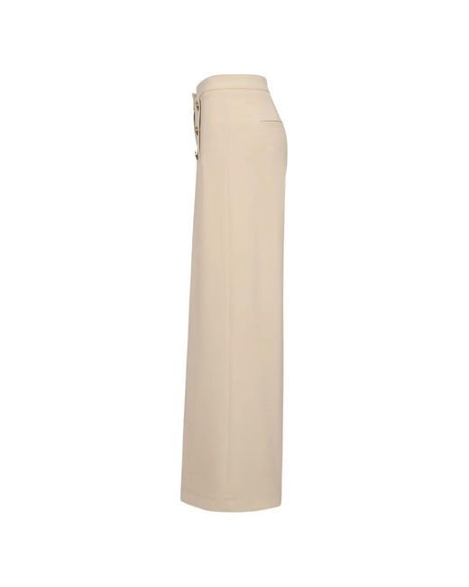 Seductive Natural Button-Detail Palazzo Pants