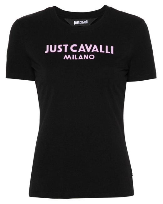 Just Cavalli Black T-Shirt mit Logo-Print