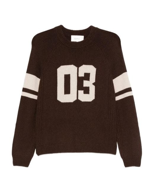 Ba&sh Brown Number-Intarsia Wool Sweater