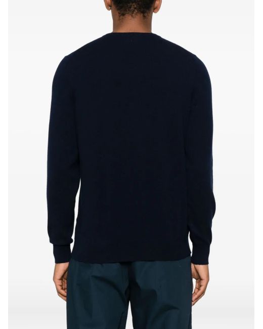 Fedeli Blue V-Neck Cashmere Sweater for men