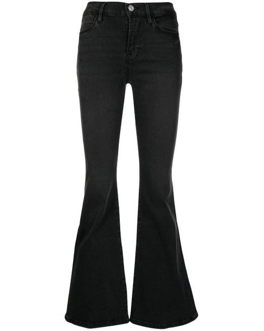 FRAME Denim Le Pixie Flared Jeans in Black | Lyst UK