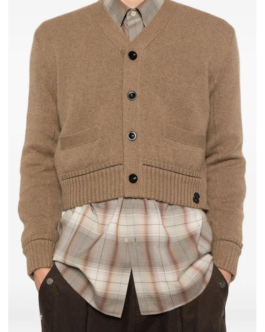 メンズ Sacai ロゴ カーディガン Brown
