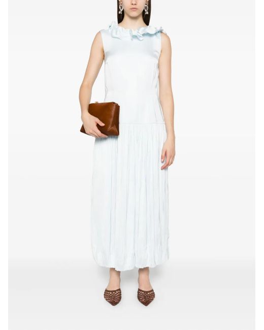 Jil Sander White Ruffled-Neck Maxi Dress