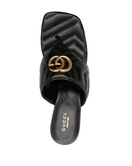 Gucci Black 60mm Double G Leather Mules