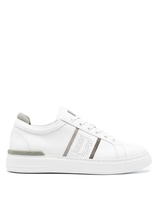 BOGGI Logo-perforated Leather Sneakers in White for Men | Lyst