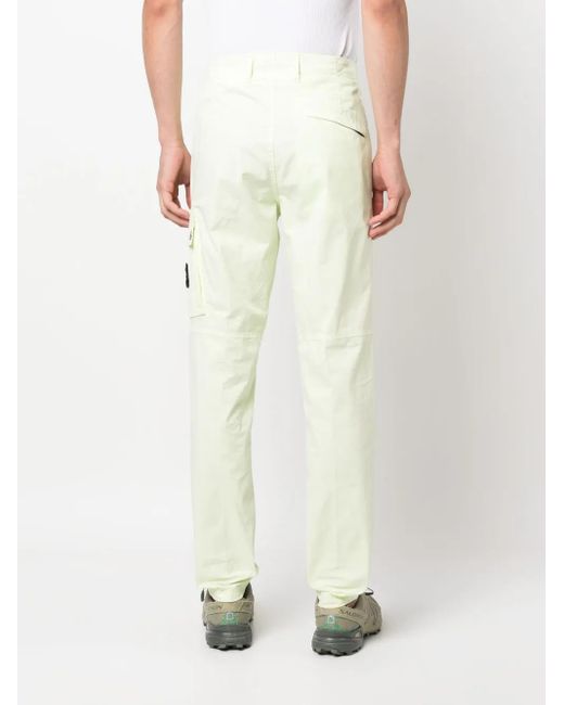 Stone Island White Compass Badge Slim-Fit Trousers for men