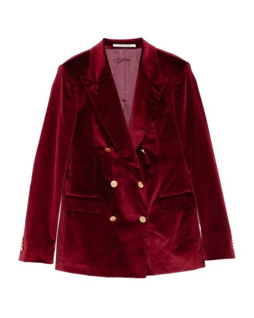 Tagliatore Red Velvet Double-Breasted Jacket