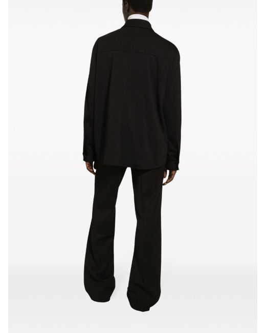 Giacca-camicia con placca logo di Dolce & Gabbana in Black da Uomo