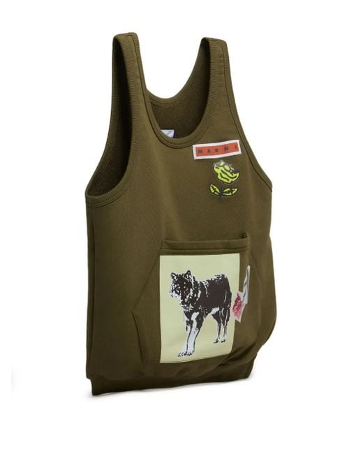 Borsa Tote Con Stampa Grafica di Marni in Green da Uomo