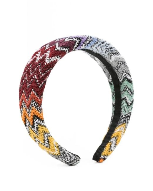 Missoni Gray Zigzag-Knit Padded Headband