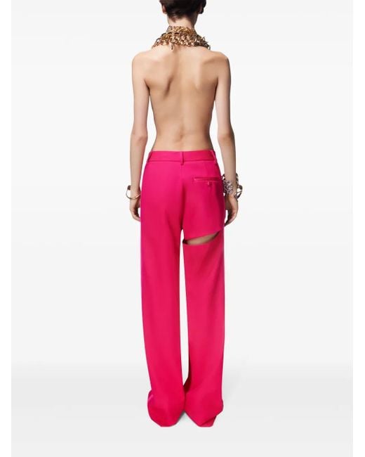 Area Pink Asymmetric Slit Trousers
