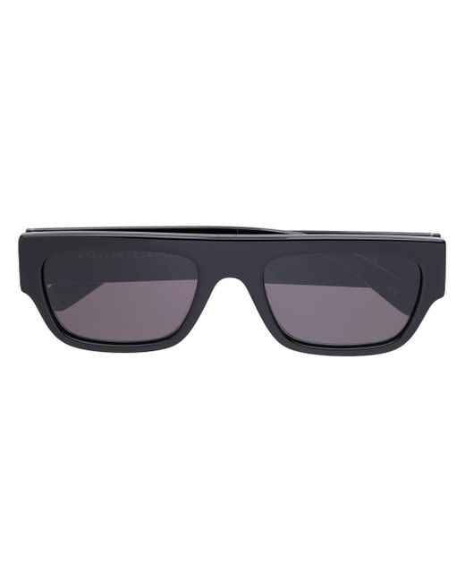 Stella McCartney Black Rhinestone Logo Rectangular-frame Sunglasses