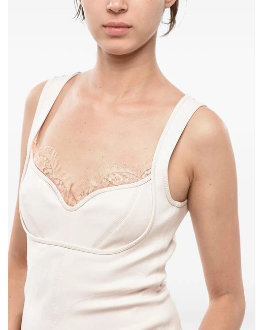 Stella McCartney White Lace-Trim A-Line Mini Dress
