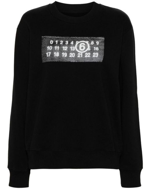 MM6 by Maison Martin Margiela Black Numbers-appliqué Cotton Sweatshirt