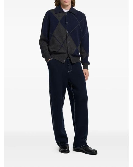 Barrie Blue Argyle-Pattern Cardigan for men