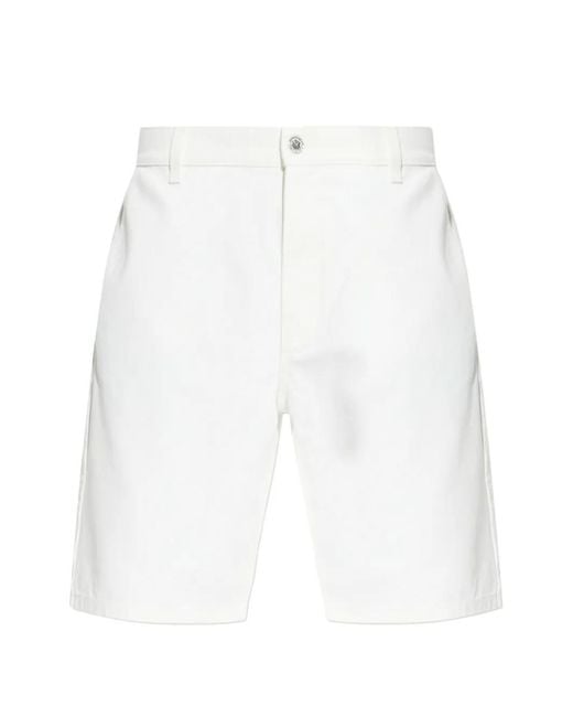 Balmain White Logo-Patch Denim Shorts for men