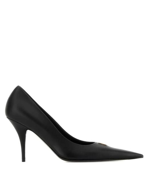 Balenciaga Black 90Mm Avenue Bb Editor Leather Pumps