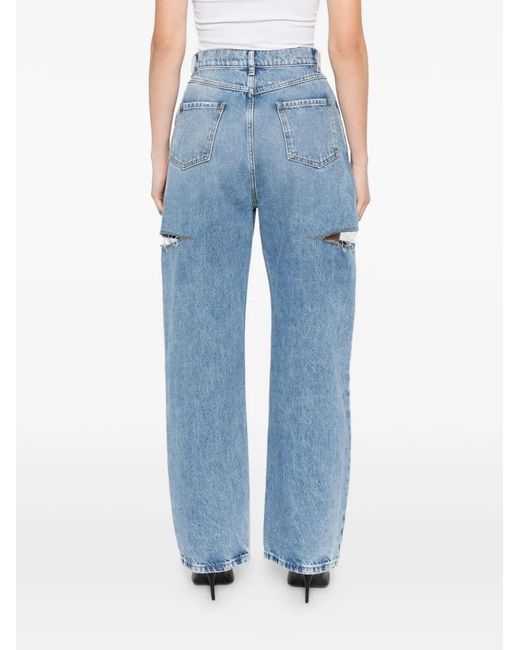 MM6 by Maison Margiela Blue Cut-Out Wide-Leg Jeans