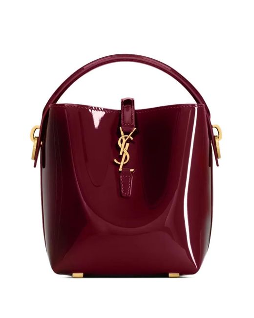 Saint Laurent Le 37 Lakleren Mini Bucket-Tas in het Red