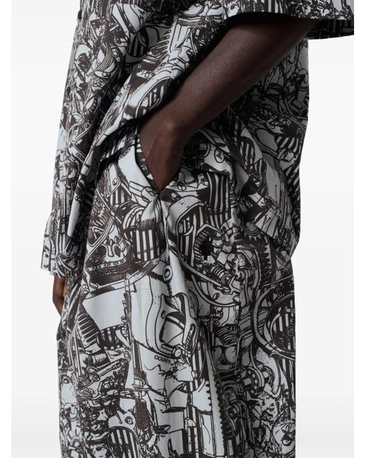 Marcelo Burlon Gray Aop Pyjama Pants for men
