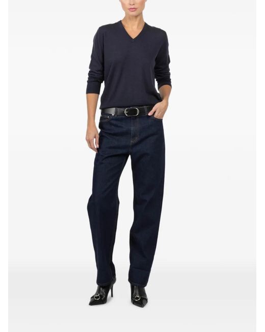 Tibi Blue V-Neck Sweater