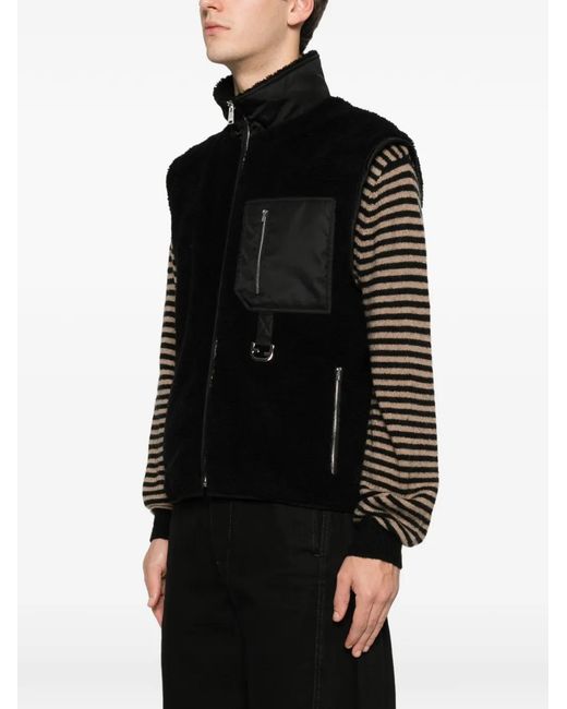 Fendi Black Zip-Up Chest-Pocket Gilet for men