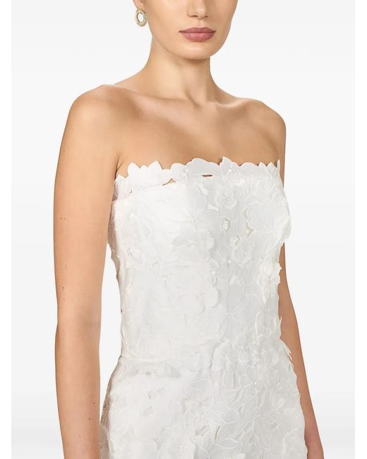 Costarellos White Astelle Floral-Cut Strapless Midi Dress