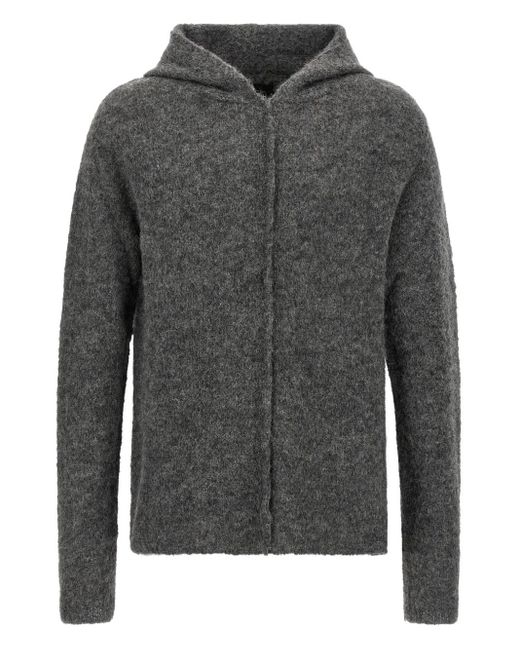 Thom Krom Gray Full-Zip Alpaca-Wool Hoodie for men