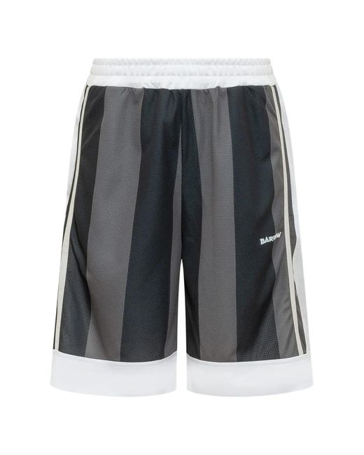 Barrow Black Vertical Stripe Mesh Shorts for men
