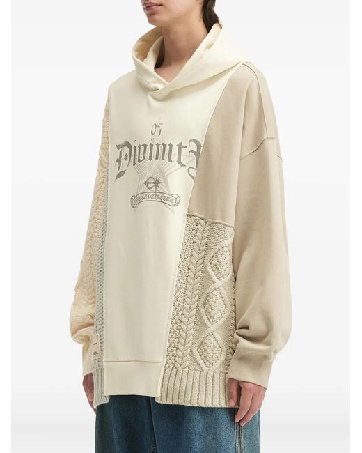 FIVE CM Natural Cable-Knit Patchwork Hoodie for men