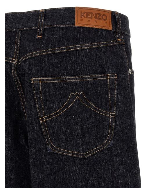 KENZO Blue Turn-Up Jeans for men