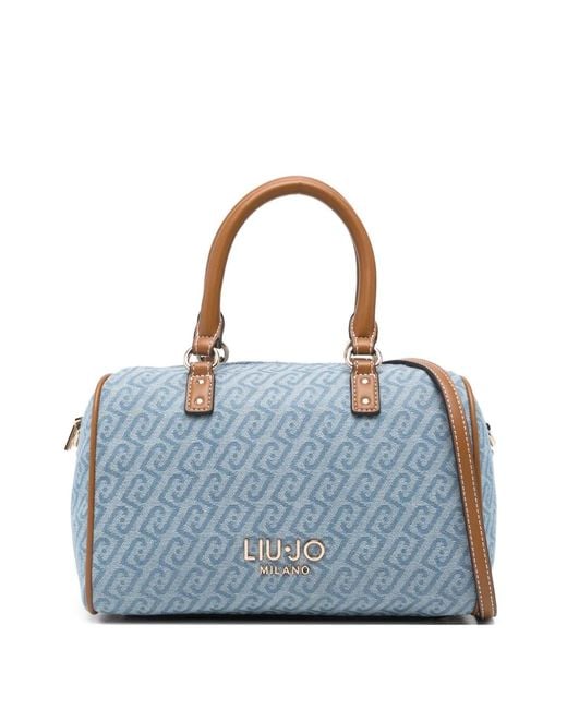 Liu Jo Blue Logo Pattern Handle Shoulder Bag