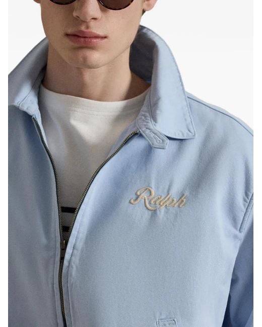 Polo Ralph Lauren Blue Zipped Embroidered-Detail Jacket for men