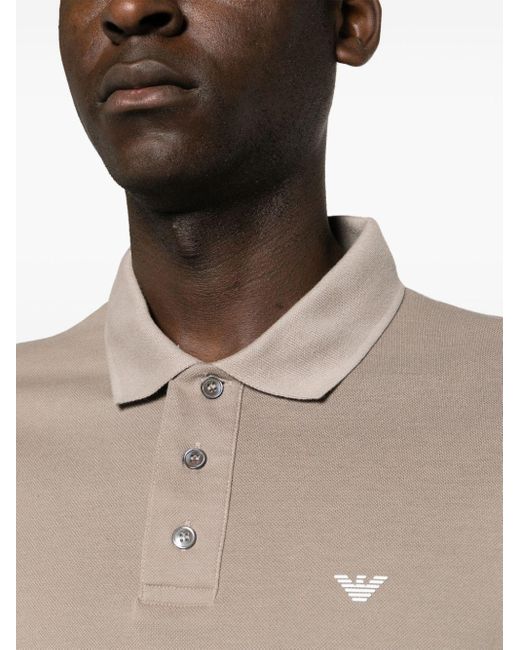 Emporio Armani Natural Logo-appliqué Cotton Polo Shirt for men