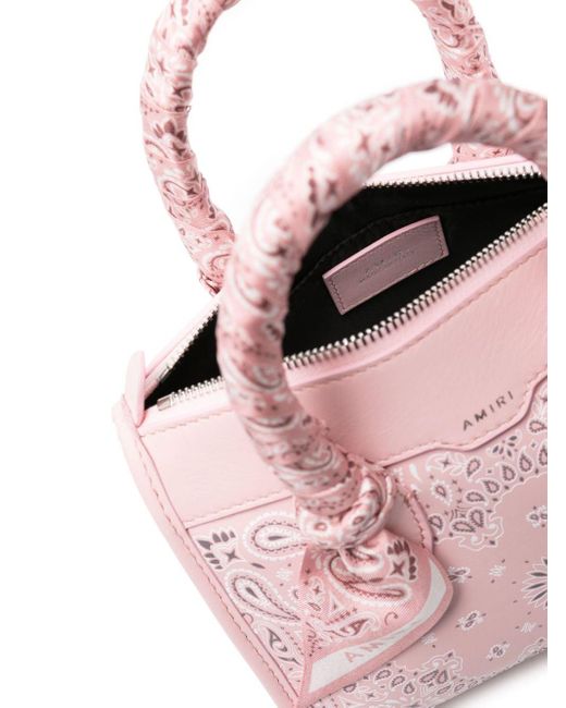 Mini sac Bandana en cuir Amiri en coloris Pink