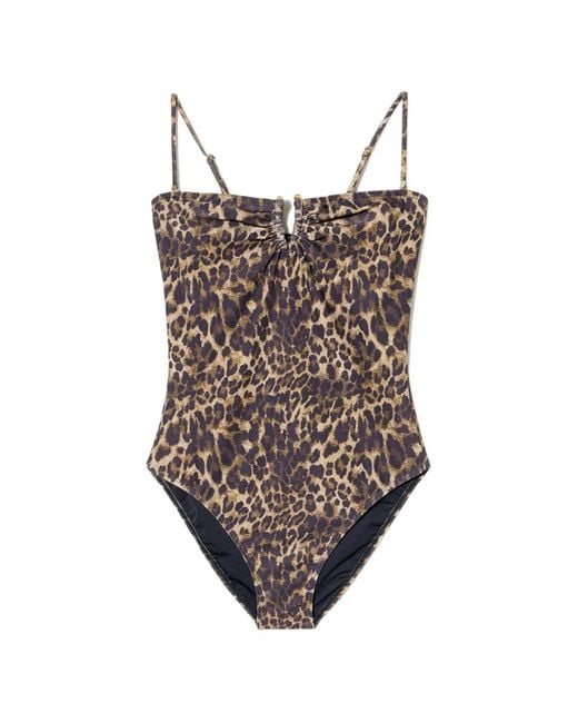 Nili Lotan Brown Leopard-Print Swimsuit