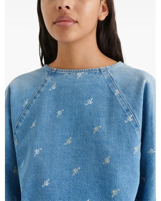 Axel Arigato Blue Daisy Script A Denim Top