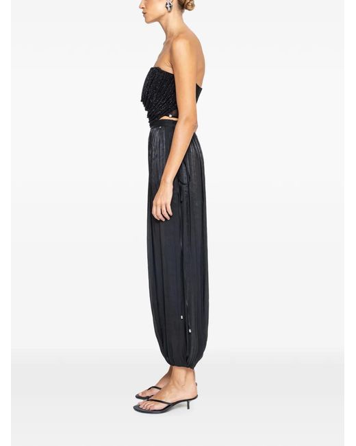 Nissa Black High-Waisted Chiffon Pants