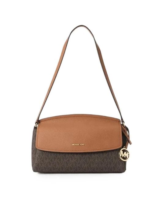 Michael Kors White Monogram-Print Logo-Plaque Shoulder Bag