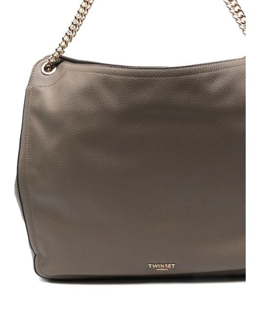 Twinset Gray Chain-Strap Tote Bag
